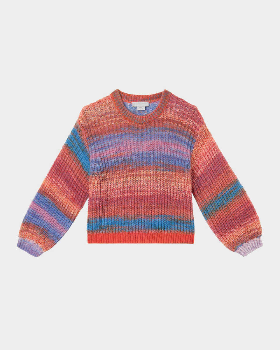 Girl's Multicolor Space Dye Stripe Sweater, Size 4-8